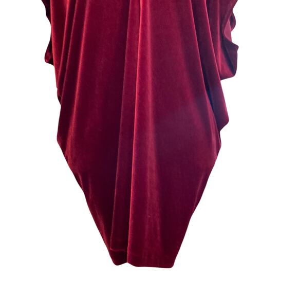 Lands End Red Velvet V Neck Batwing Sleeve Christmas Holiday Tunic Top Sz Large - Picture 10 of 14